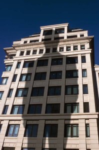 Image of Tony Thompson's shadow on a building.